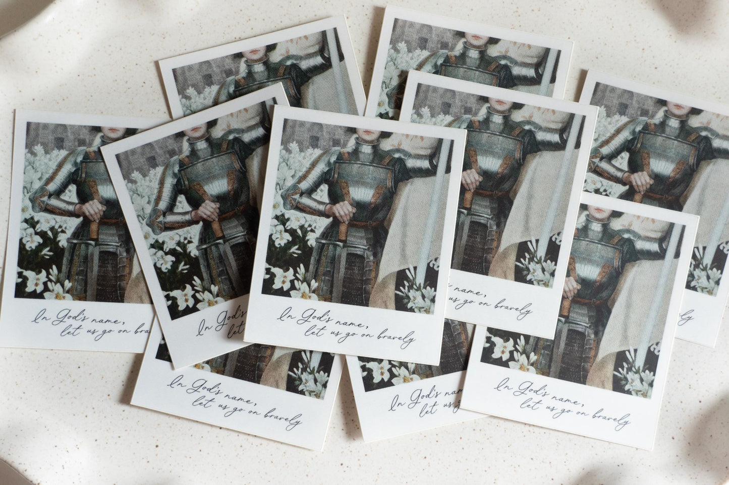 In God's name, let us go on bravely | Catholic Vinyl Sticker | Saint Joan of Arc
