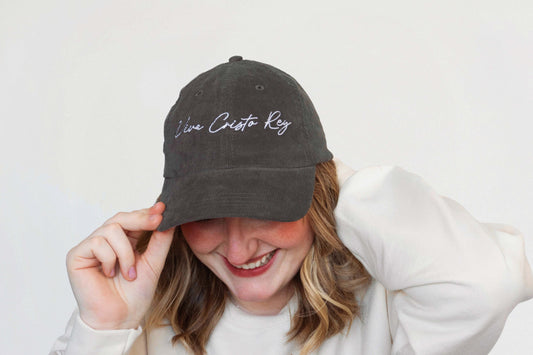 Viva Cristo Rey Embroidered Corduroy Baseball Hat
