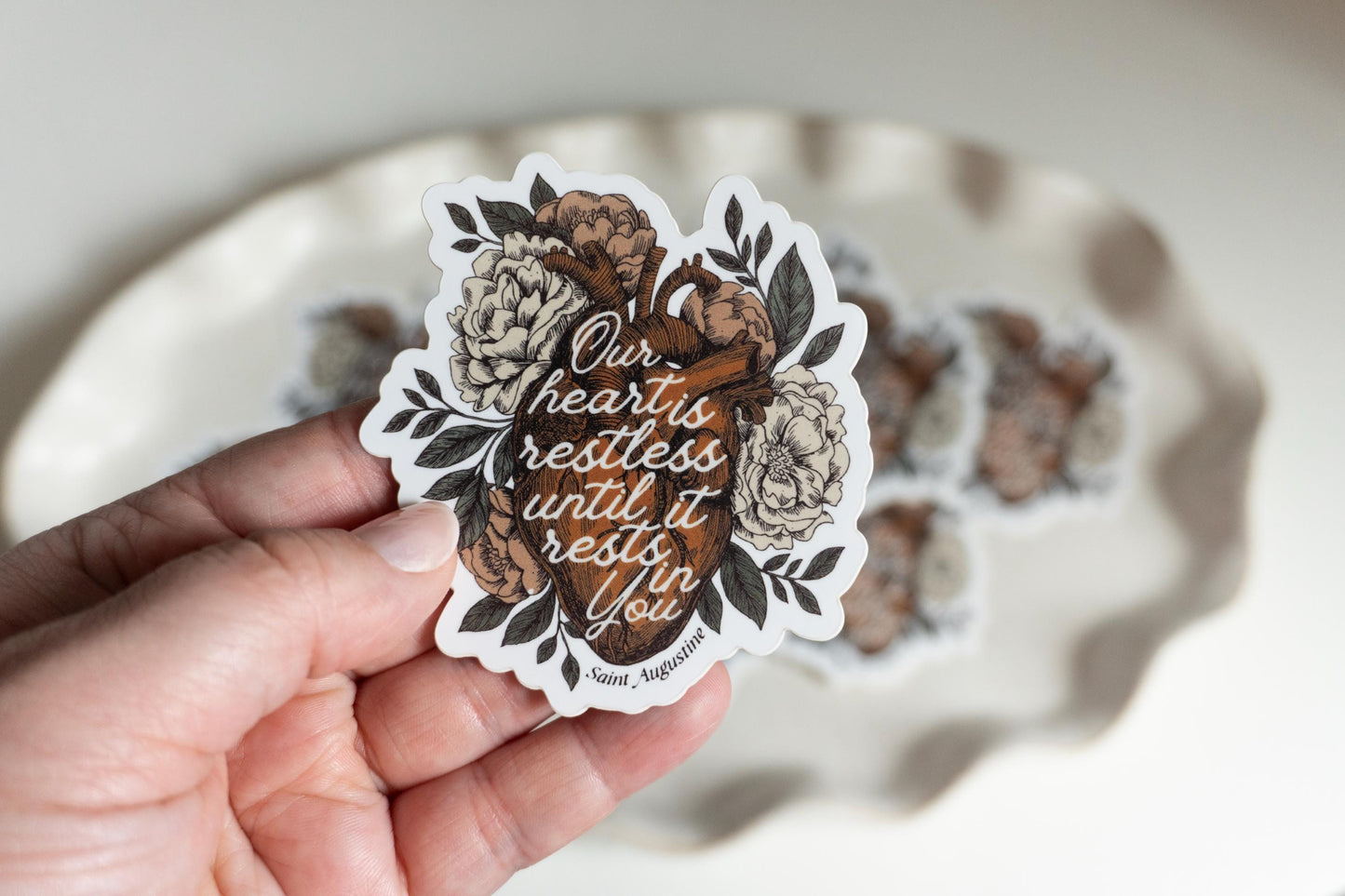 Our hearts are restless until they rest in You - Saint Augustine of Hippo | Catholic Vinyl Sticker