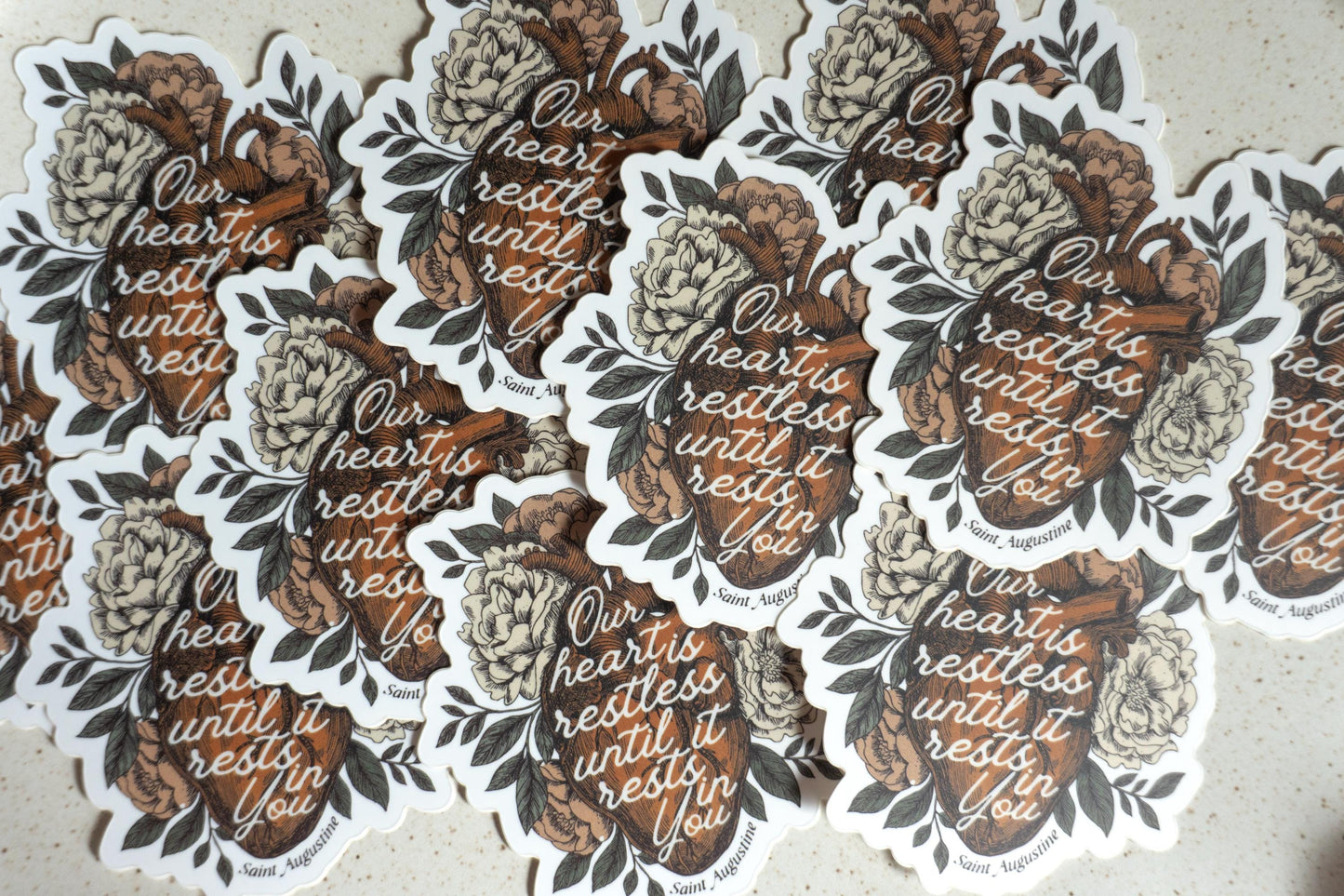Our hearts are restless until they rest in You - Saint Augustine of Hippo | Catholic Vinyl Sticker