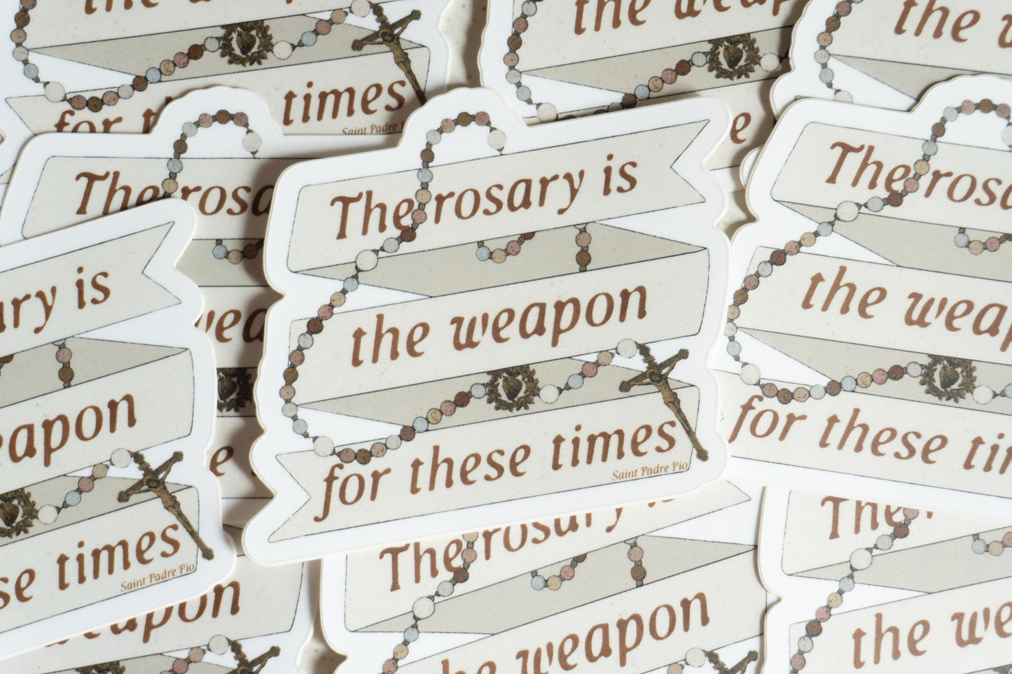 The rosary is the weapon for these times | Catholic Vinyl Sticker | Saint Padre Pio