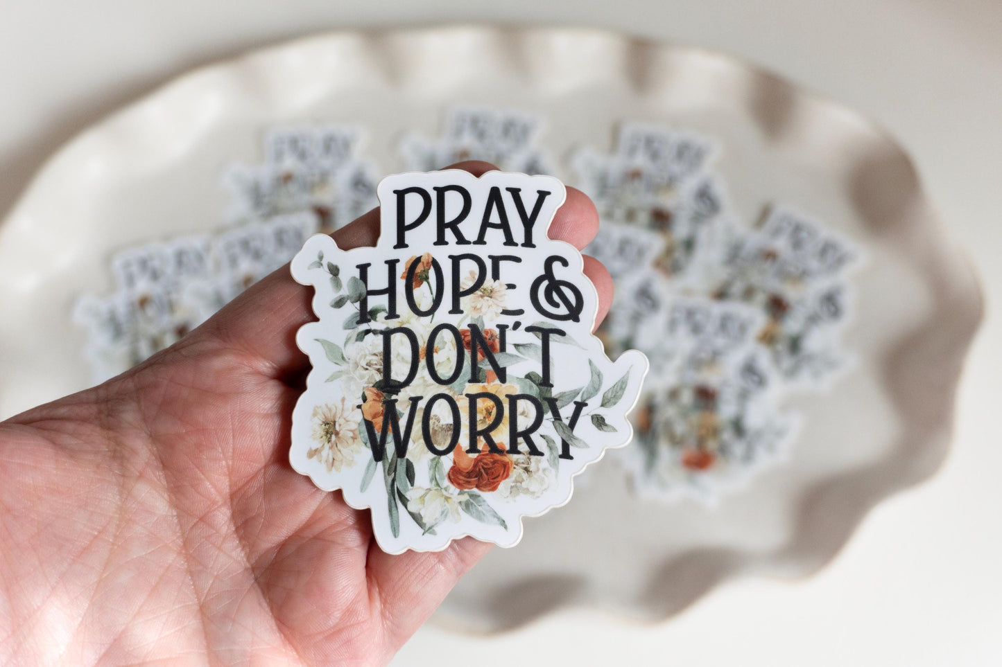 Pray Hope & Don't Worry Sticker | Catholic Vinyl Sticker | Saint Padre Pio