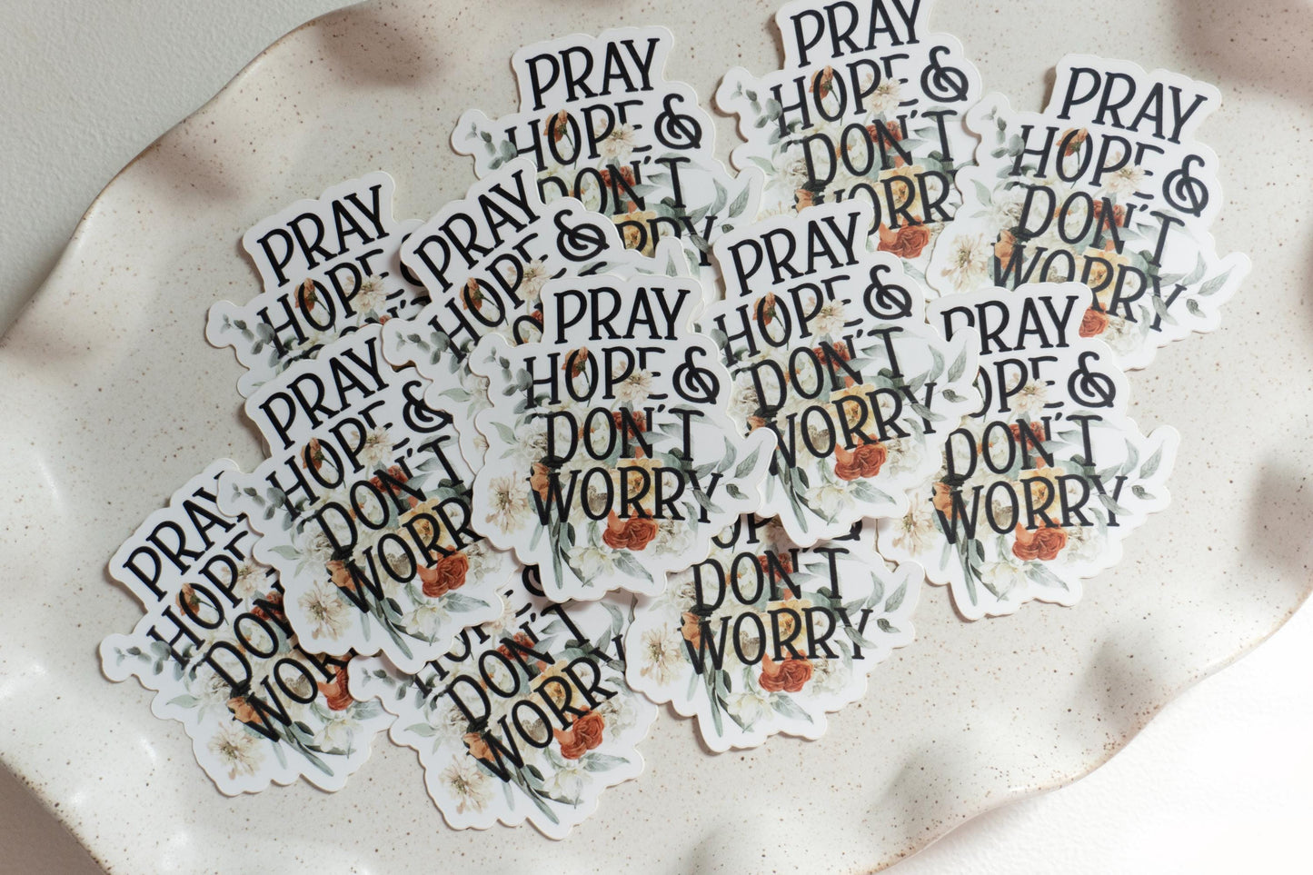 Pray Hope & Don't Worry Sticker | Catholic Vinyl Sticker | Saint Padre Pio