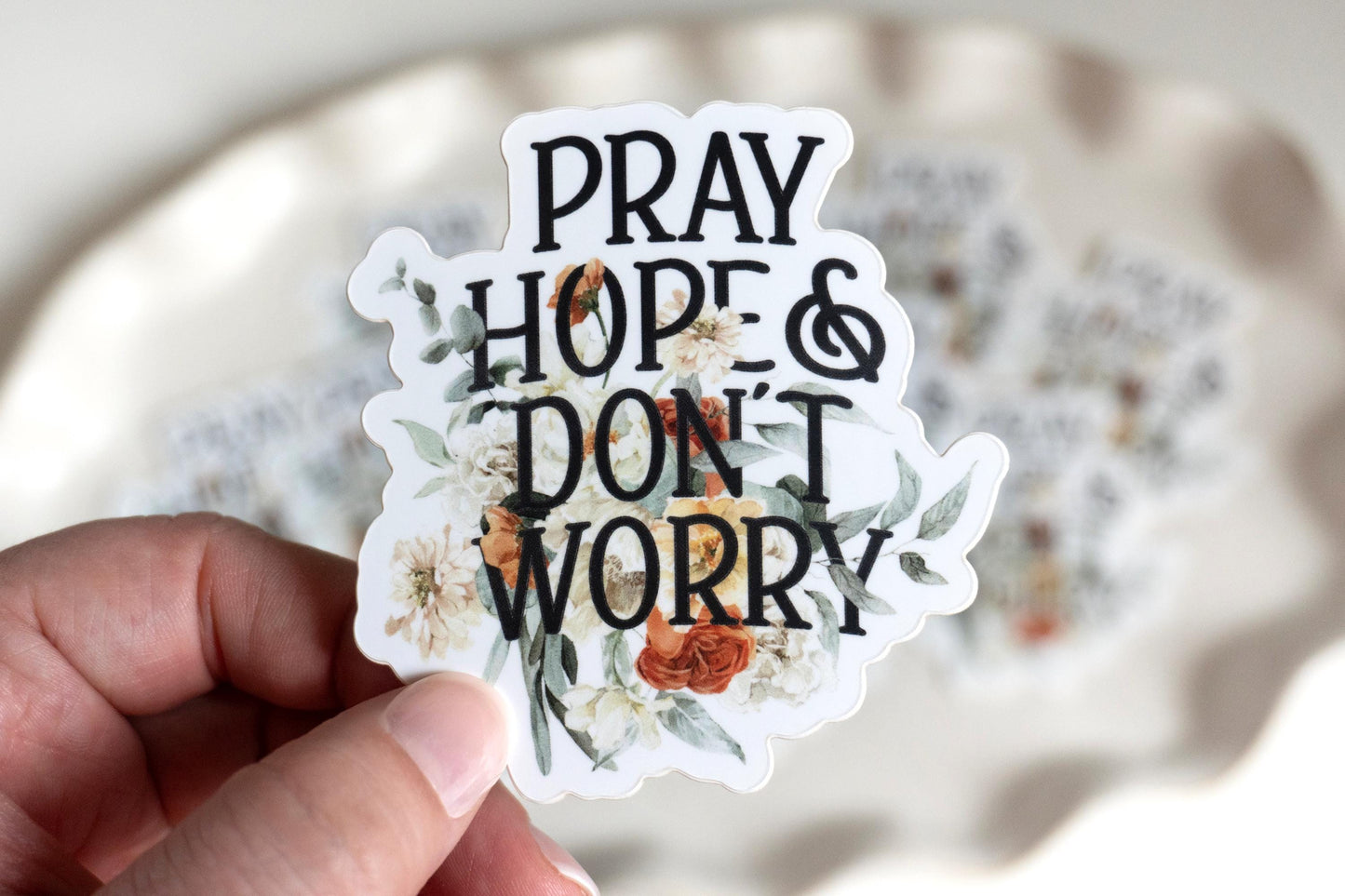 Pray Hope & Don't Worry Sticker | Catholic Vinyl Sticker | Saint Padre Pio