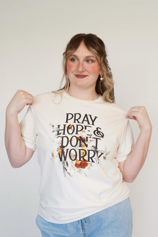 Pray Hope & Don't Worry T-Shirt | Saint Padre Pio Tee | Beloved Filia