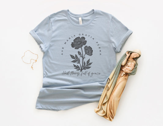 Ave Maria Gratia Plena T-Shirt | Hail Mary Full of Grace Tee | Catholic Women's Shirts | Beloved Filia