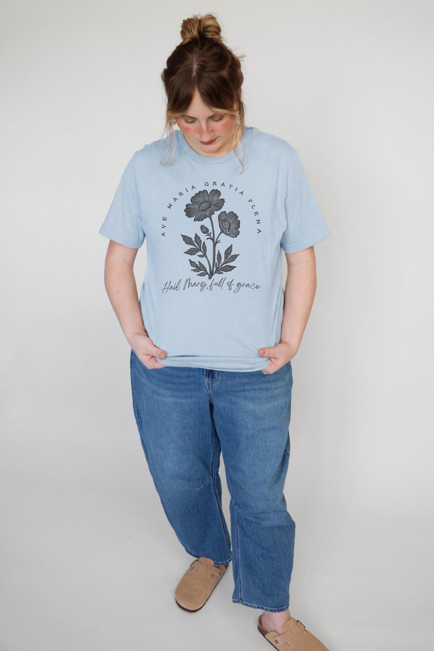 Ave Maria Gratia Plena T-Shirt | Hail Mary Full of Grace Tee | Catholic Women's Shirts |  Beloved Filia