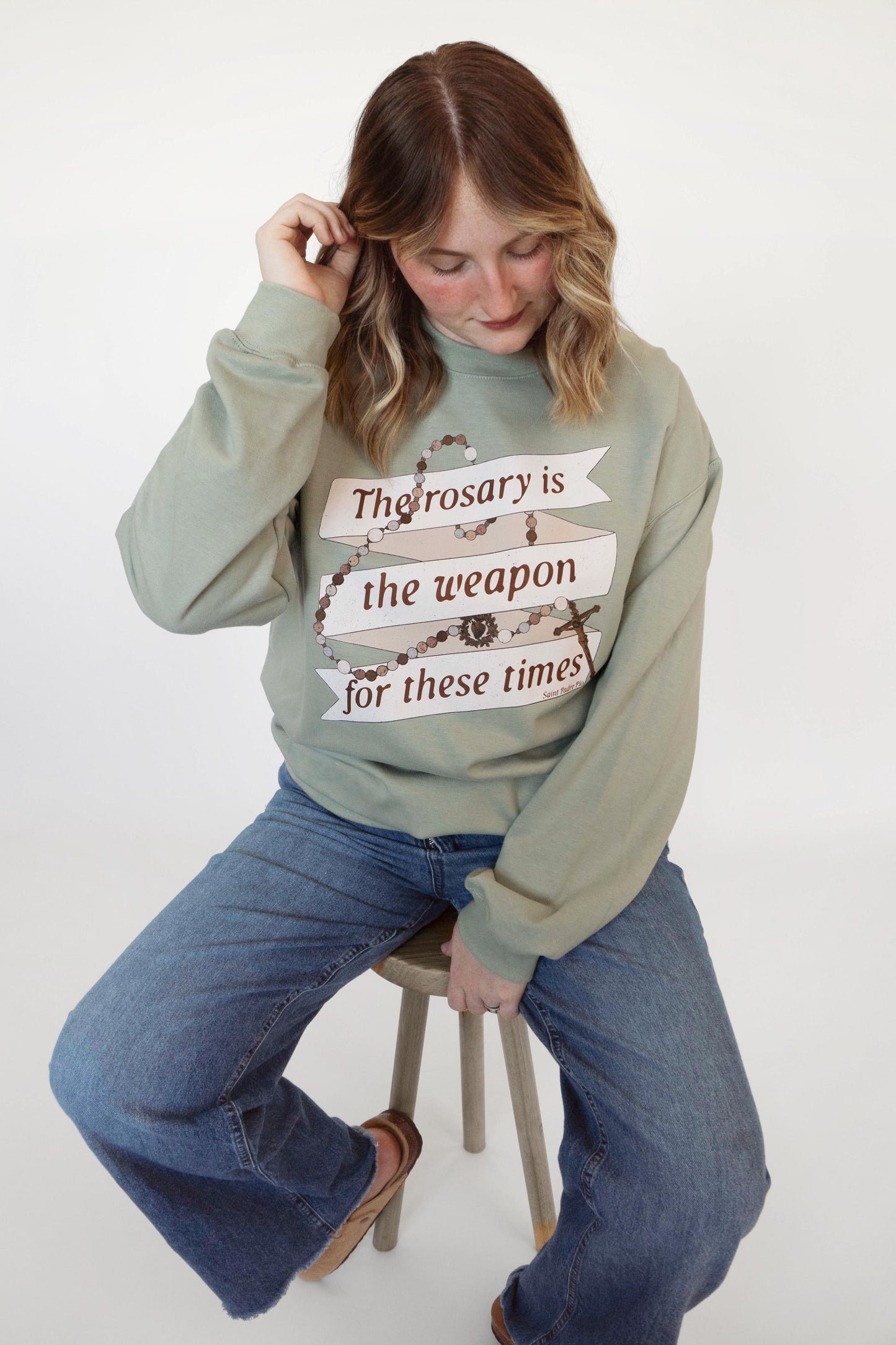 The Rosary is the Weapon Crewneck Sweatshirt