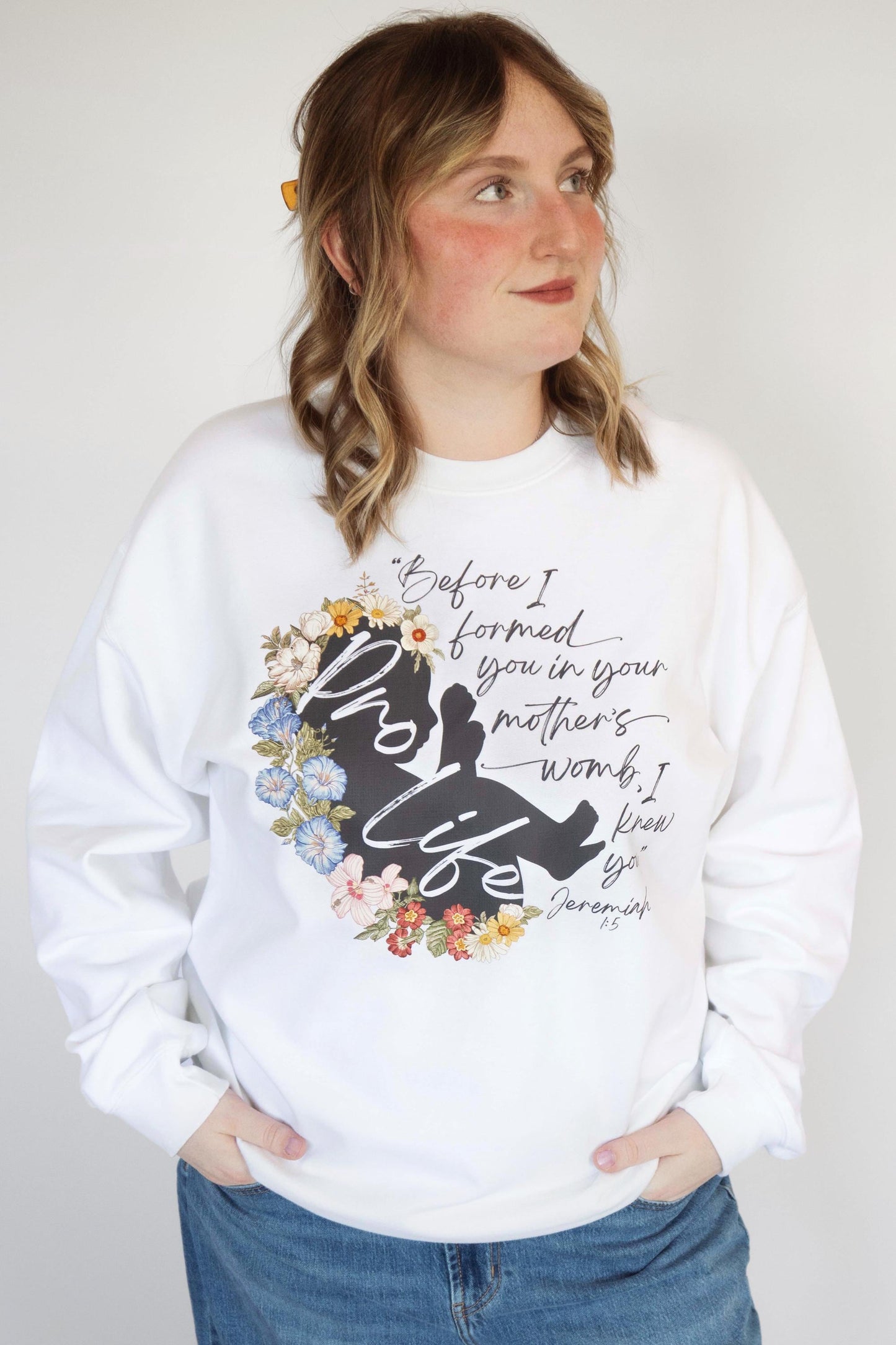 Floral Pro Life Crewneck Sweatshirt