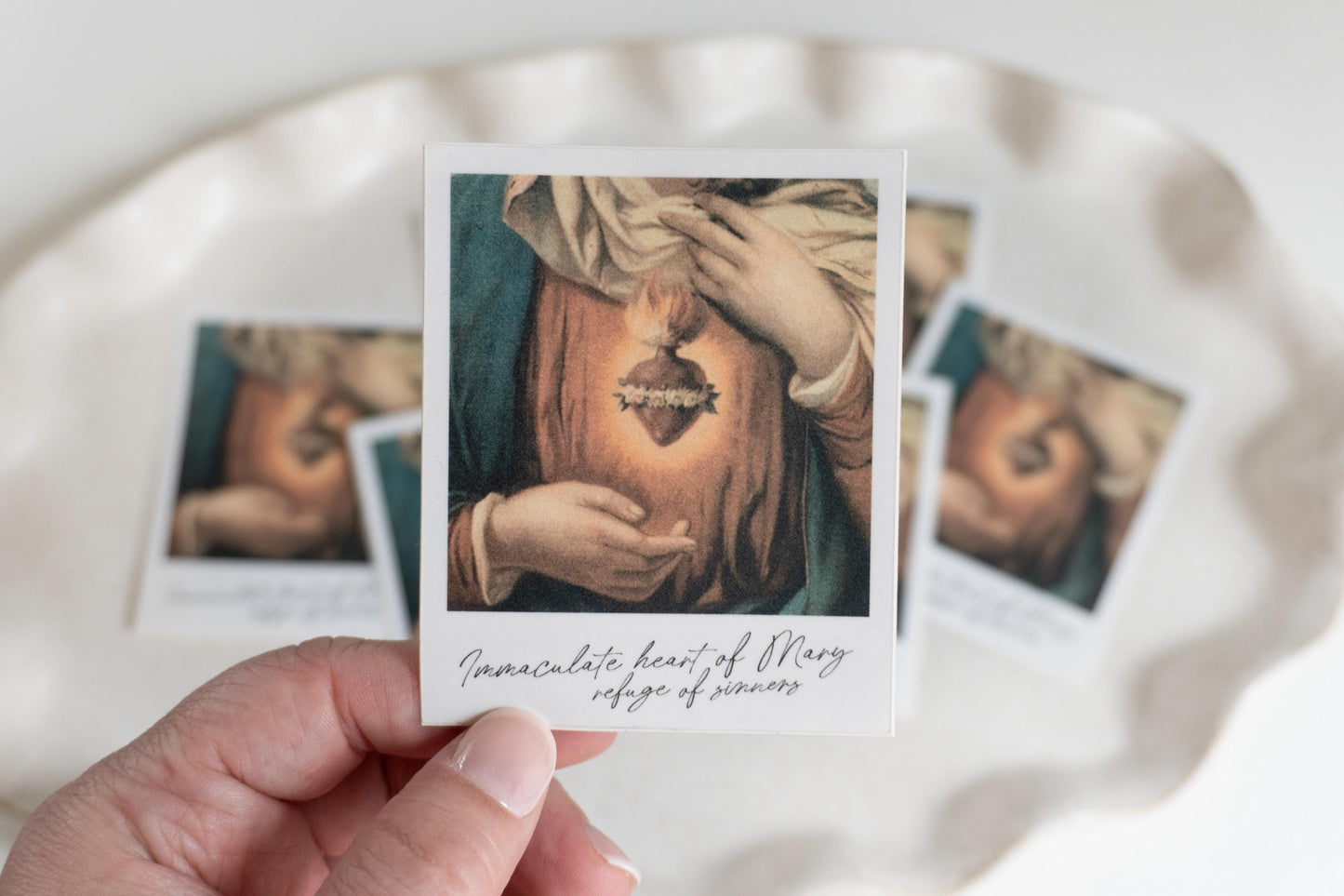 Immaculate heart of Mary, refuge of sinners Polaroid Sticker | Catholic Vinyl Sticker