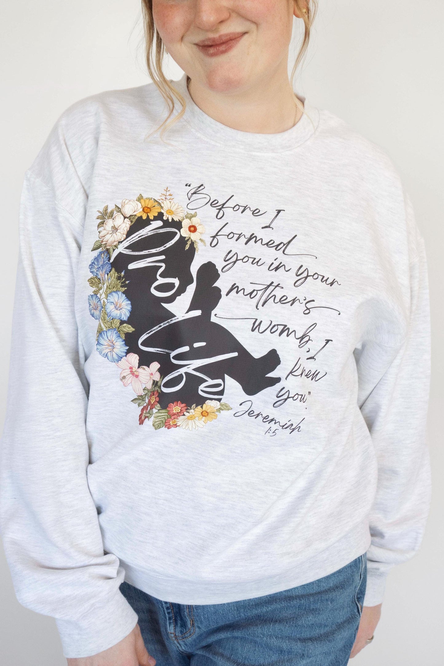 Floral Pro Life Crewneck Sweatshirt
