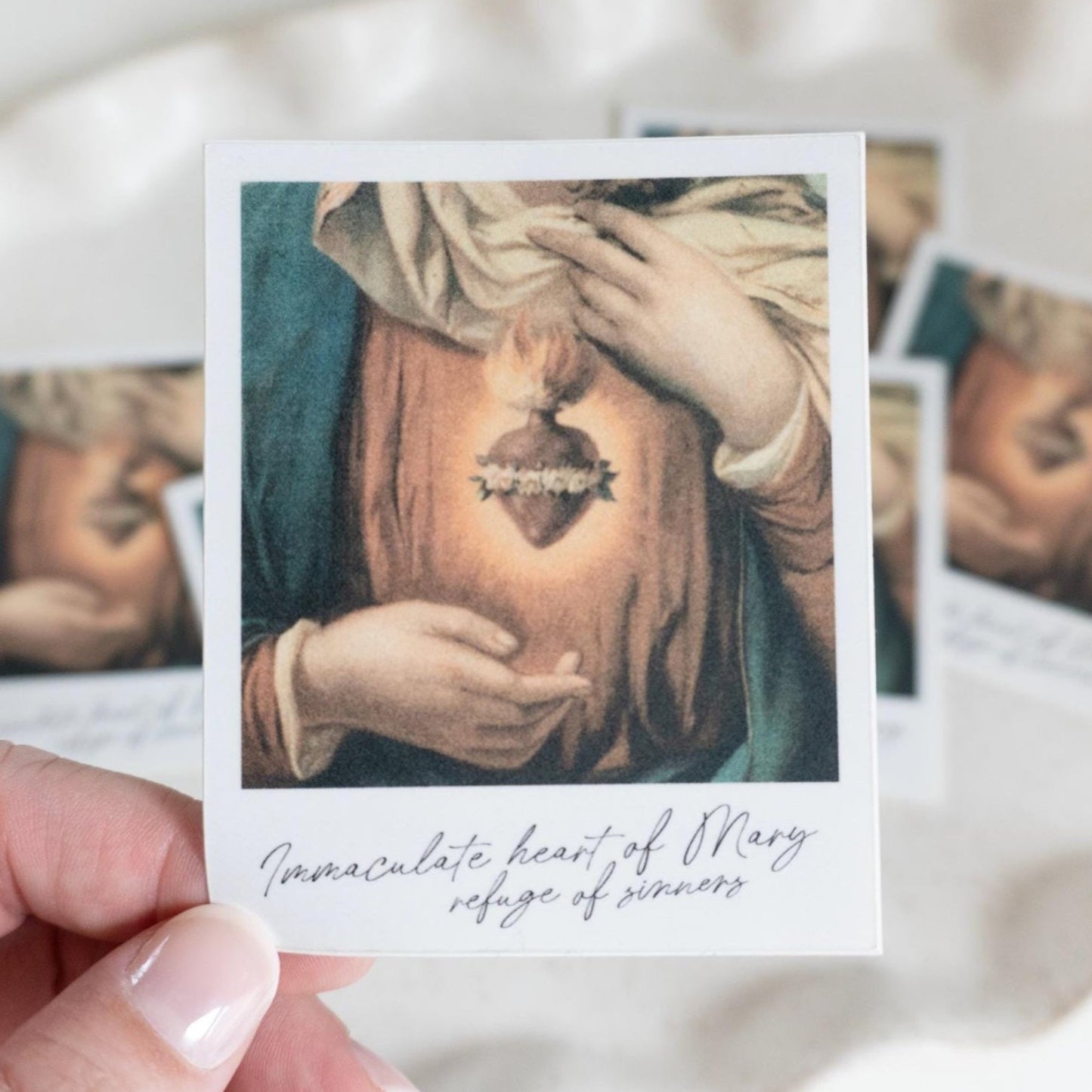 Immaculate heart of Mary, refuge of sinners Polaroid Sticker | Catholic Vinyl Sticker