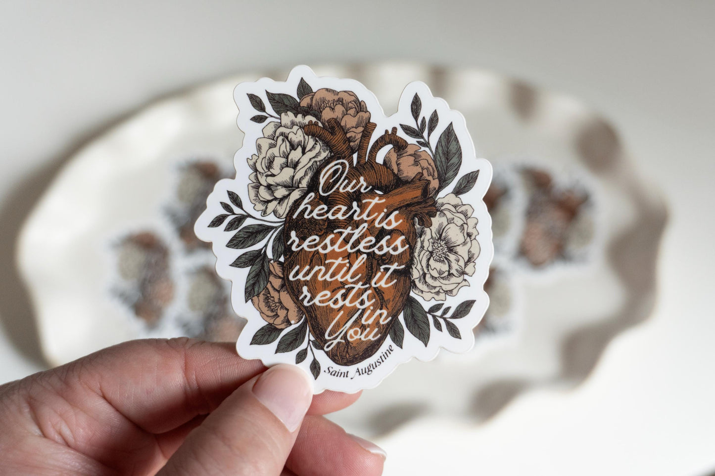 Our hearts are restless until they rest in You - Saint Augustine of Hippo | Catholic Vinyl Sticker